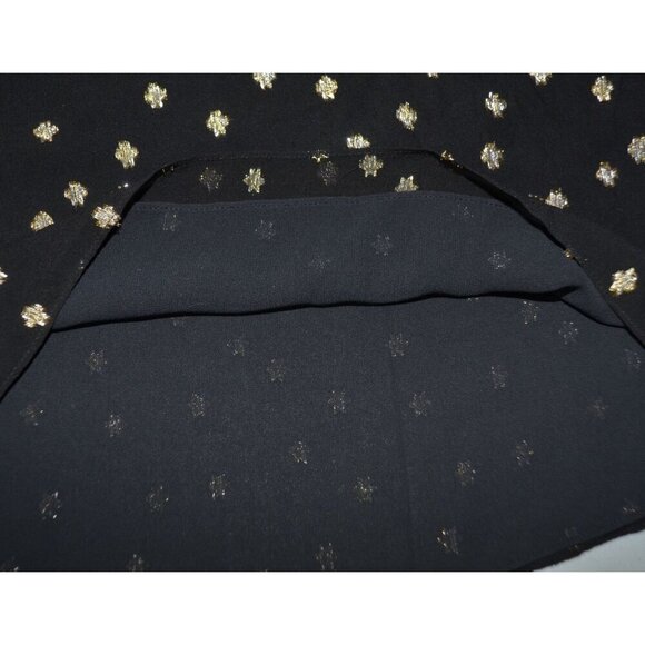 Lilly Pulitzer Ladies XXS Black Silk Blouse Gold Metallic Dots Bell Sleeve - Picture 8 of 11